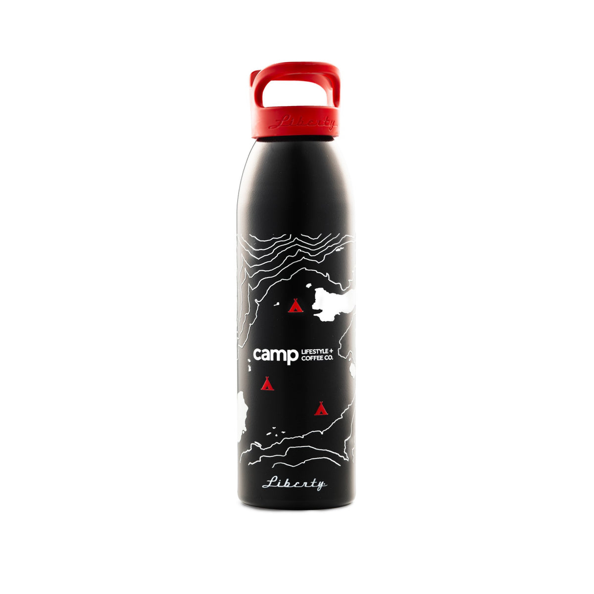 24oz Black Topography Water Bottle – Camp Lifestyle & Coffee